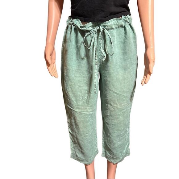 Pulp women's mid-rise Linen drawstring capris pants L - Picture 6 of 6